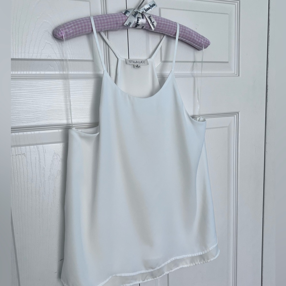 Stella Luce Silky White Camisole Top-Size M